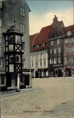 Ak Cheb Eger Reg. Karlsbad, Patrizierhäuser am Marktplatz
