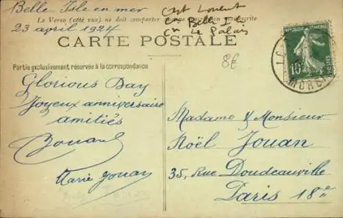 CPA Belle île dans la mer du Morbihan, Port et Citadelle de Palais