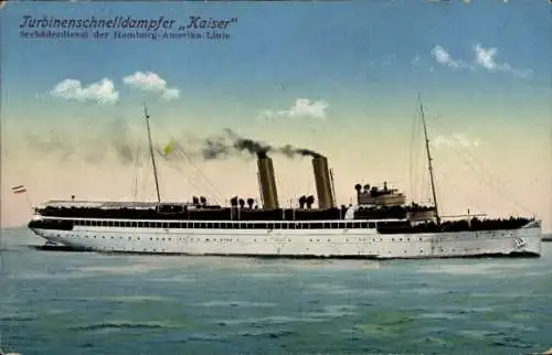 Ak Turbinenschnelldampfer Kaiser, HAPAG Seebäderdienst