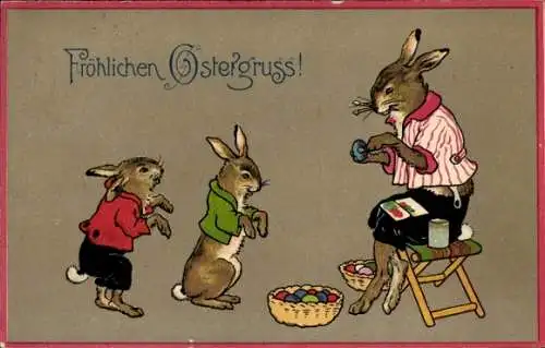 Ak Glückwunsch Ostern, Osterhasen, Ostereier