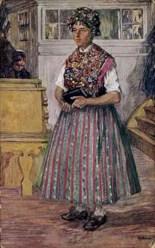 Künstler Ak Trachtenbilder aus der Oberlausitz, Wendische Brautjungfer