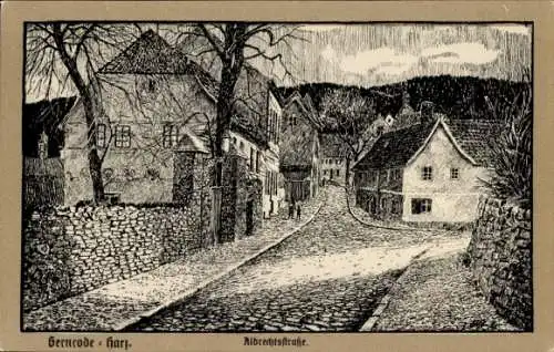 Künstler Ak Gernrode Quedlinburg im Harz, Albrechtstraße