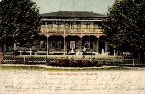 Ak Bayreuth in Oberfranken, Restauration Bürgerreuth, Gartenansicht, Menschen auf der Terrasse