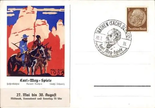 Ak Rathen an der Elbe Sächsische Schweiz, Karl May Festspiele, Mai - August 1939