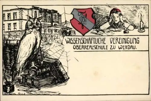 Studentika Ak Werdau in Sachsen, Oberrealschule, Wissenschaftliche Vereinigung, Eule
