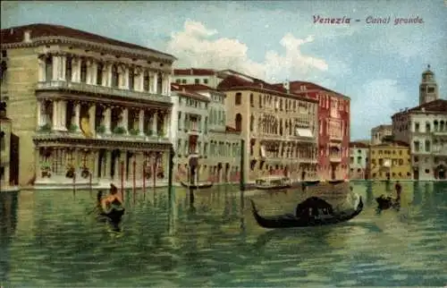 Künstler Ak Venezia Veneto, Blick auf den Canal grande, Gondeln
