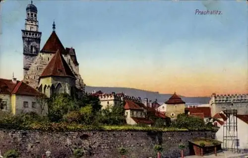 Ak Prachatice Prachatitz Südböhmen, Gesamtansicht, Turm