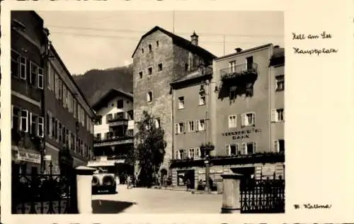 Ak Zell am See in Salzburg, Hauptplatz, Verkehrsbüro, Bank, Historische Gebäude, Kallina