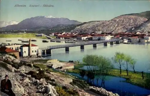 Ak Scutari Shkodra Albanien, Albanien, Scutari,  Stadtansicht, Wasserlandschaft, Gebirge