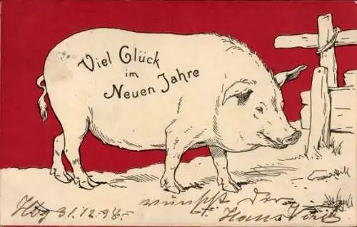 Ak Glückwunsch Neujahr, Schwein