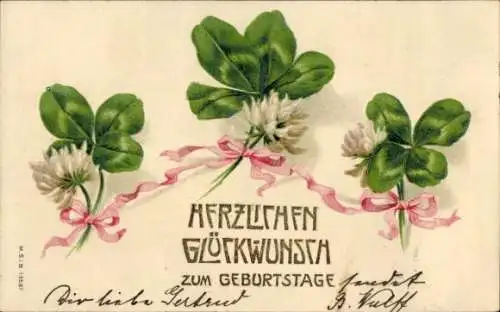 Präge Ak Glückwunsch Geburtstag, Klee