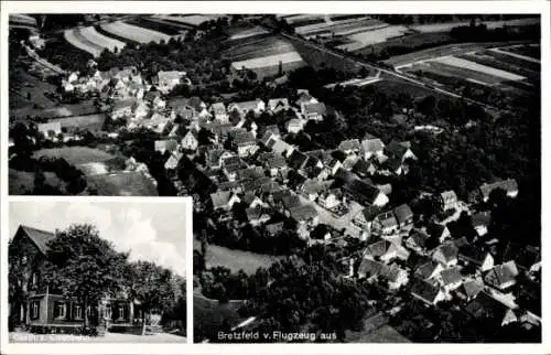 Ak Bretzfeld im Hohenlohekreis, Gasthaus z. Eisenbahn, Fliegeraufnahme