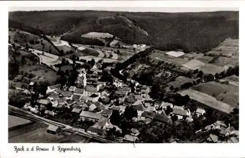 Ak Bach an der Donau bei Regensburg an der Donau Oberpfalz, Fliegeraufnahme