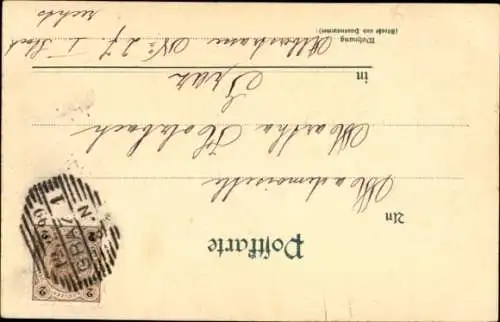 Litho Frau mit zwei Verehrern, Liebe