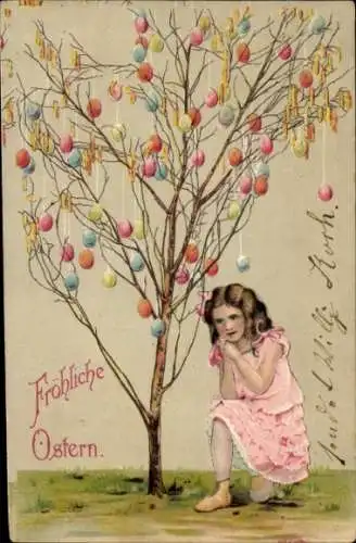 Ak Glückwunsch Ostern, Ostereier, Mädchen