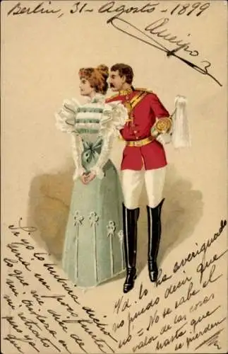 Litho Liebespaar, Cousin Jack, Mann in Uniform