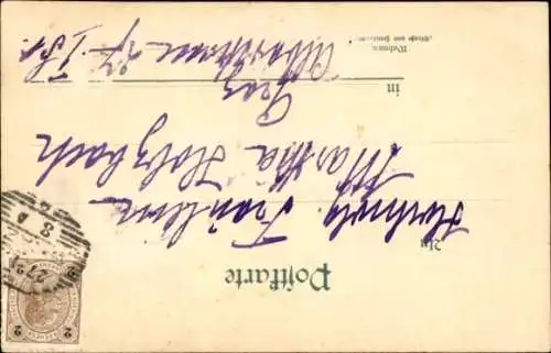 Litho Liebespaar, Soldat in Uniform, Frau in weißem Kleid