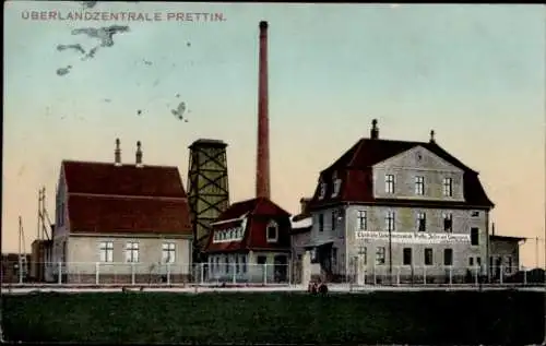 Ak Stadt Prettin Annaburg im Kreis Wittenberg, ÜBERLANDZENTRALE PRETTIN, Industriegebäude, Kamin,