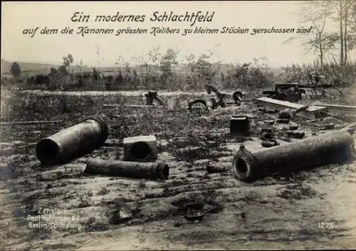 Ak Schlachtfeld, zerschossene Kanonen, I WK