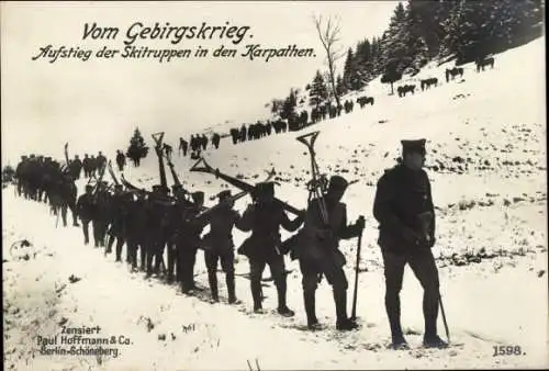 Ak Gebirgskrieg, Aufstieg der Skitruppen in den Karpathen, I WK