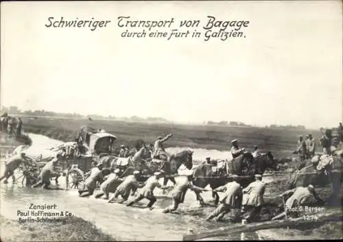 Ak Östlicher Kriegsschauplatz, Galizien, Transport von Bagage durch eine Fort, I WK