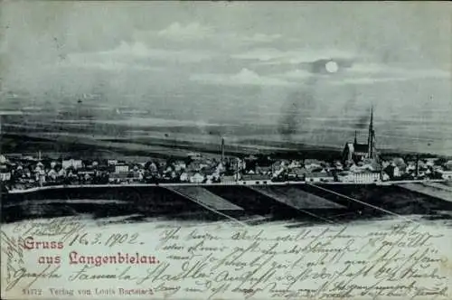 Mondschein Ak Bielawa Langenbielau Schlesien, Gesamtansicht