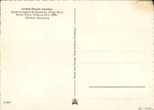 Ak Deutsches Kriegsschiff, Leichter Kreuzer Leipzig