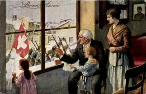 Künstler Ak Glückwunsch Neujahr, Schweiz