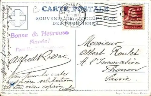 Künstler Ak Glückwunsch Neujahr, Schweiz