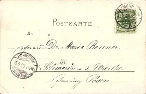 Litho Ostern, Küken, Segelboot