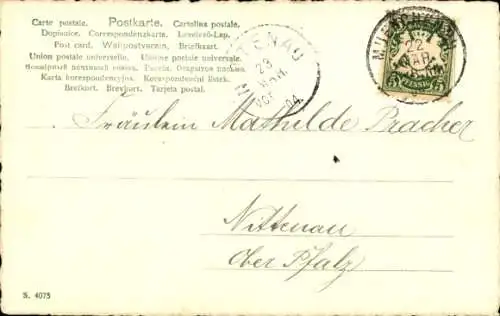 Litho Glückwunsch Ostern, Mädchen am Zaun, Osterhase