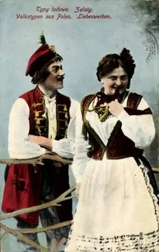 Ak Volkstypen aus Polen, Liebeswerben