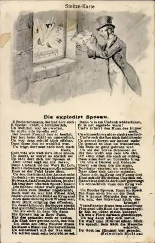 Ak Die explodirt Sposau, Gedicht von Friedrich Stoltze