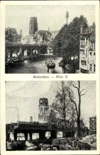 Ak Rotterdam Südholland Niederlande, Stadtansicht, Brücke, Wassertransport,  Architektur