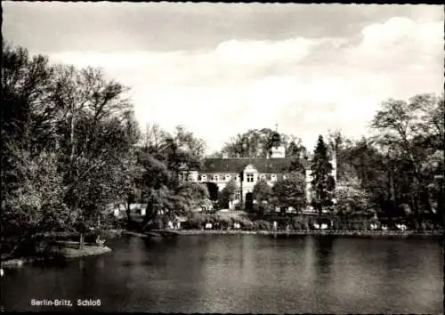 Ak Berlin Neukölln Britz, Schloss, See