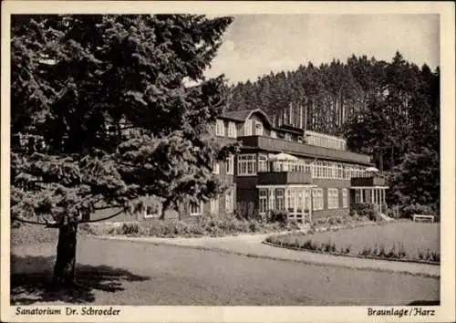 Ak Braunlage im Oberharz, Sanatorium Dr. Schroeder, Gartenansicht