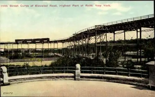 Ak Adirondack Mountains New York USA, 110th Street Curve, Elevated Road, höchste Stelle, Panorama