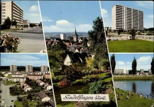 Ak Sindelfingen in Württemberg, Verschiedene Ansichten von  Stadtansicht, Grünflächen, Wohnsiedlu