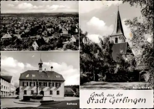 Ak Gerlingen in Württemberg, Teilansicht, Rathaus, Petrus-Kirche
