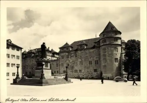 Ak Stuttgart, Altes Schloss, Schillerdenkmal