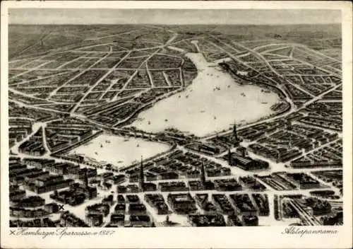 Ak Hamburg, Alsterpanorama, Historisches Bild der Stadt