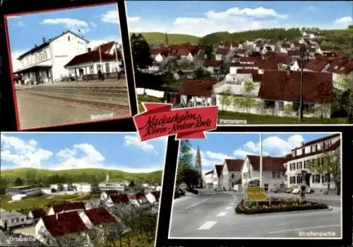 Ak Meckesheim in der Pfalz, Bahnhof, Panorama, Ortspartie, Straßenpartie