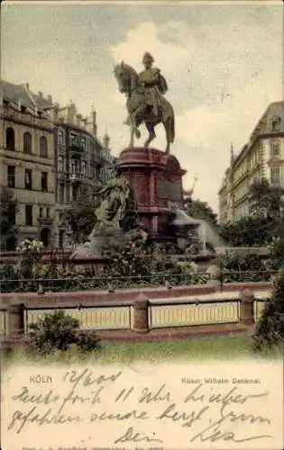 Ak Köln am Rhein, Kaiser Wilhelm Denkmal, Brunnen, Platz, Gebäude im Hintergrund