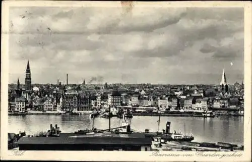 Ak Gaarden Kiel, Panoramaansicht von Gaarden, Stadtansicht, Hafen, Wolken,  Architektur