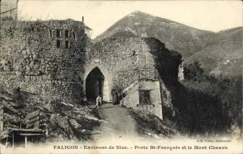 Ak Nice Nizza Alpes Maritimes, Historische Ruine, Tor St-François, Mont Chauve, Restaurant