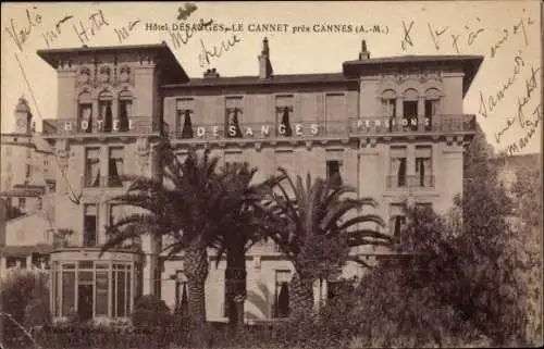 Ak Cannes Alpes Maritimes, Hotel Desanges, Pensions, Palais und Palmen