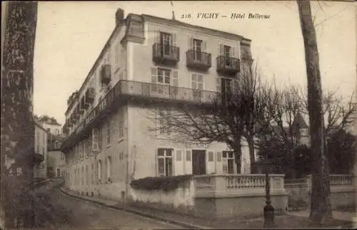 Ak Vichy Allier, Hotel Bellevue,  Architektur, Schwarz-Weiß Foto
