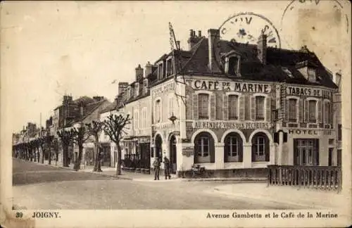 Ak Joigny Yonne, Café de la Marine, Avenue Gambetta,  Gebäude, 