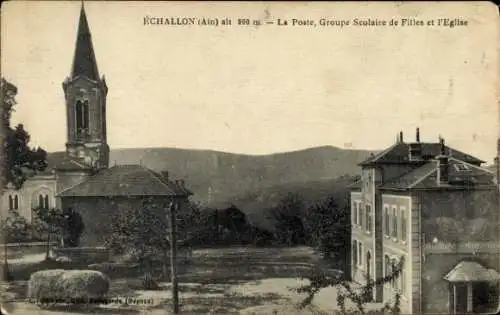 Ak Echallon Ain, Poste, Groupe Scolaire de Filles, Kirche