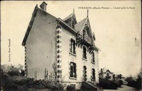 Ak Verneuil sur Vienne Haute Vienne, Chalet près la Gare,  Ansicht mit Garten, alte Architektur